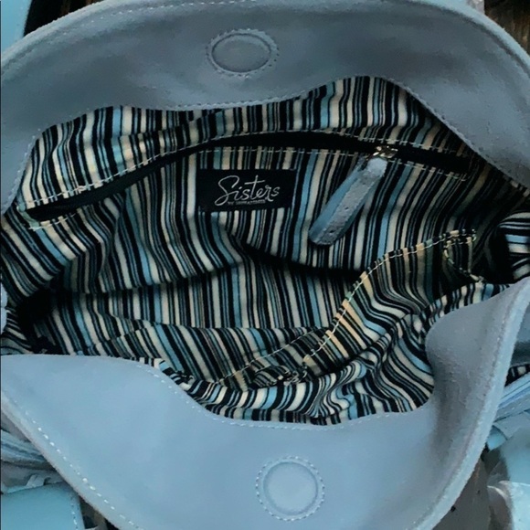 Sisters by Longaberger Lt Blue Suede Shoulder Bag - Picture 7 of 8